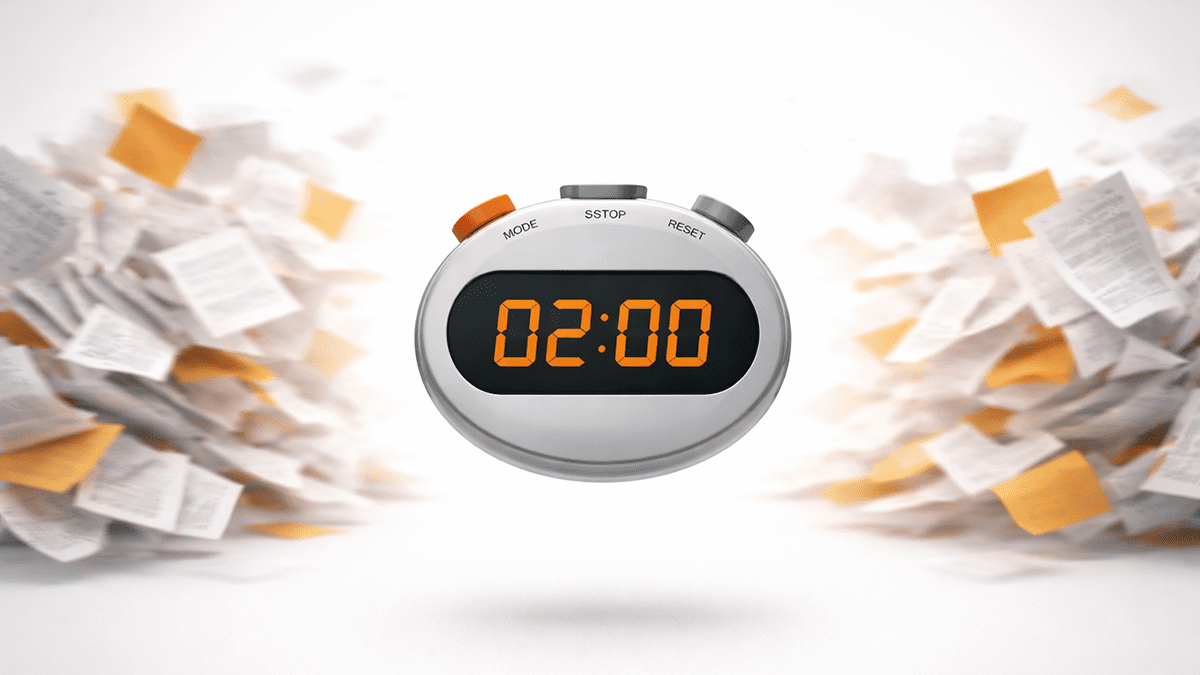 The 2-Minute Rule stopwatch stopping procrastination.