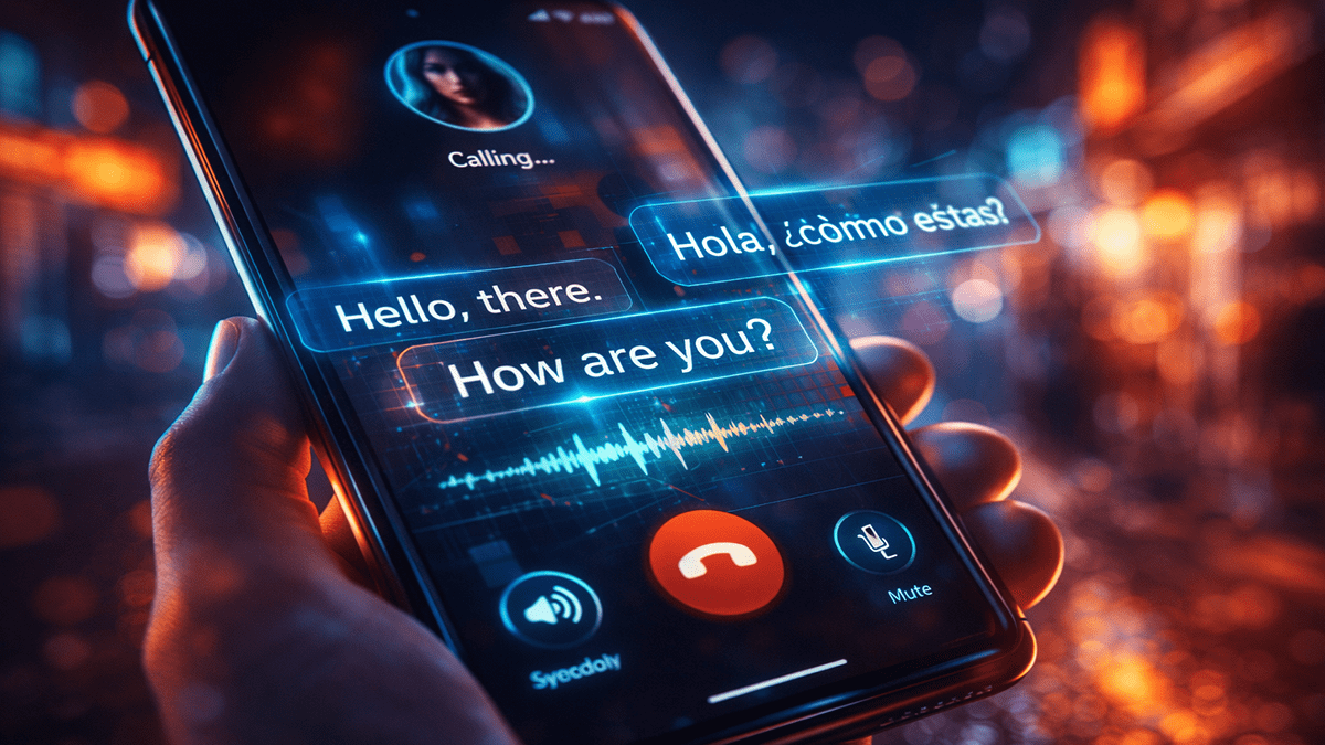Live AI translation feature on a 2026 smartphone screen.