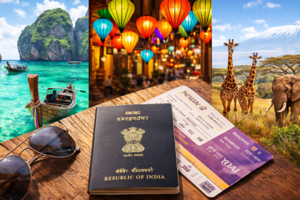 Map showing the list of Visa Free Countries for Indians in 2026.